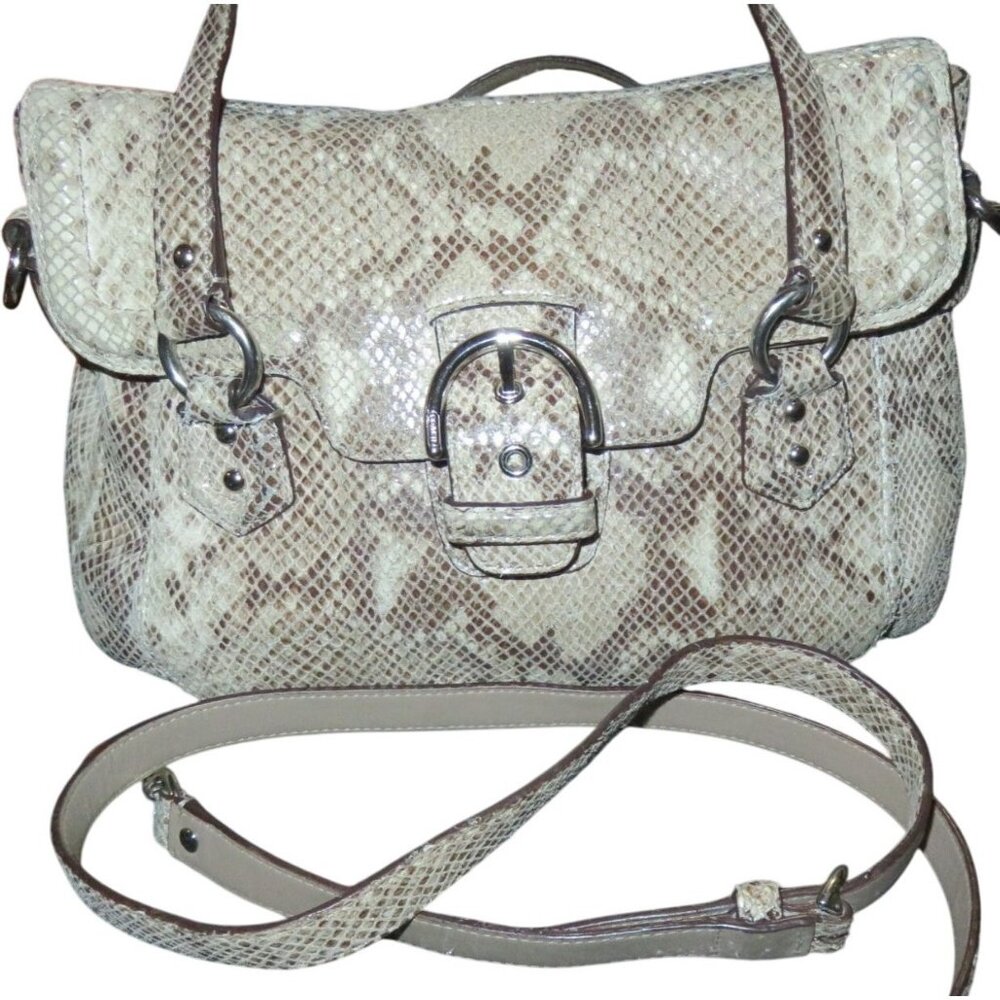 Coach 2013 Campbell Exotic Snakeskin Embossed Leather Flap Satchel Handbag 27895